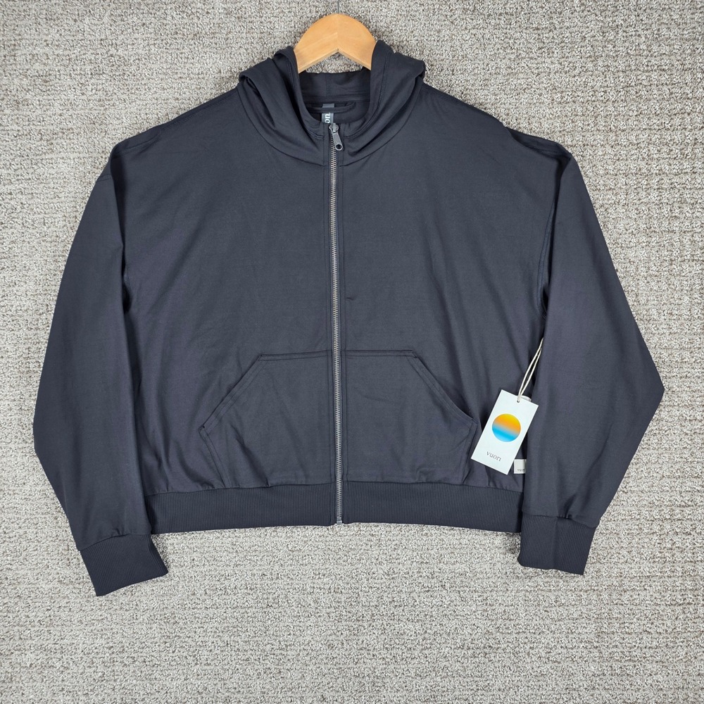 Vuori Halo Modern Full Zip Hoodie Black Performance Sweatshirt Womens Large NEW